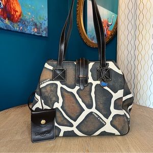 Dooney & Bourke Giraffe Shopping Tote Animal Print Purse Brown Black